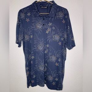 Travis Mathew shirt polo shirt sleeve sz XL NWT Navy Floral “Calmer Waters”